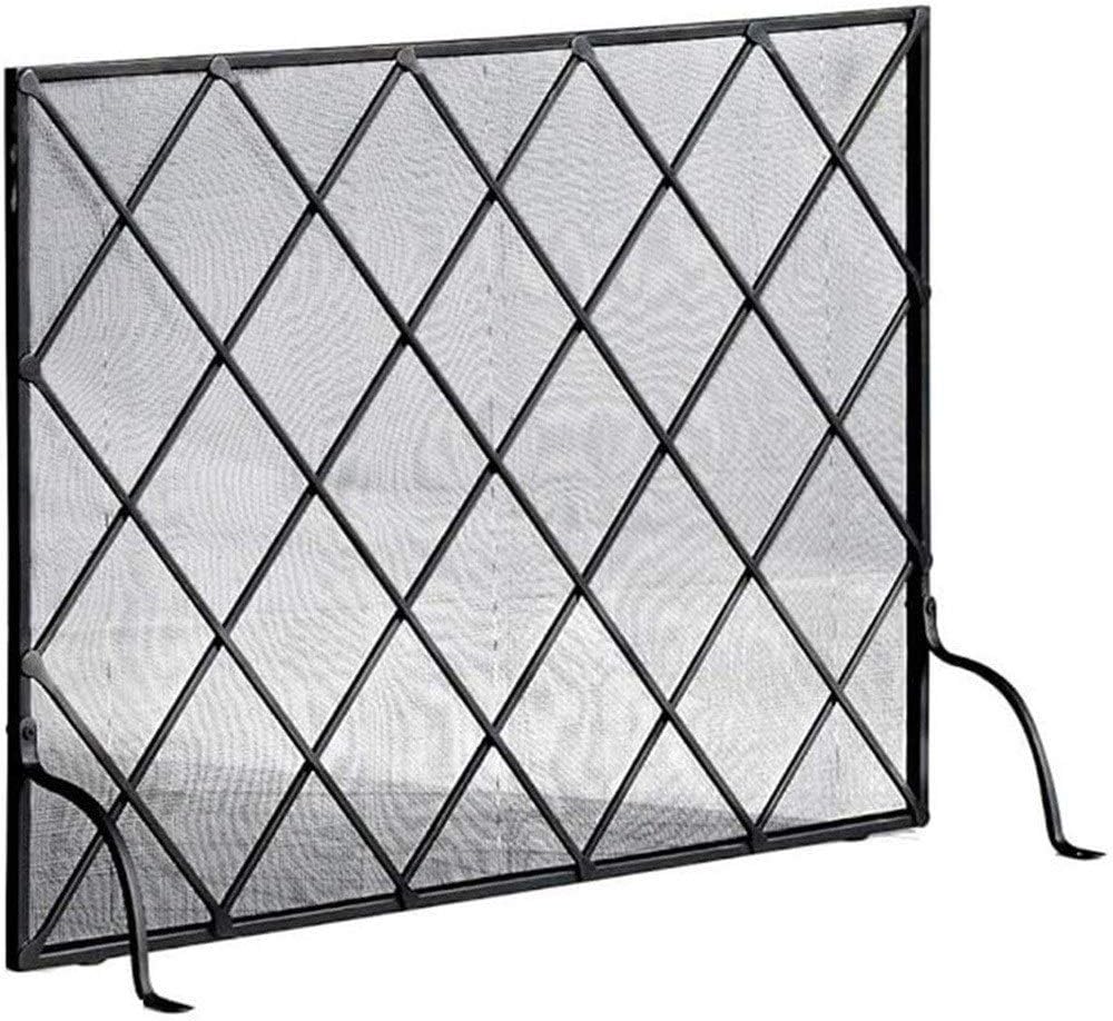 Decorative Mesh Fireplace Screen - Metal Fire Guard with Stable Stand, Iron Spark Barrier for Baby & Pet Safety - 96x25.4x71 cm Home Décor