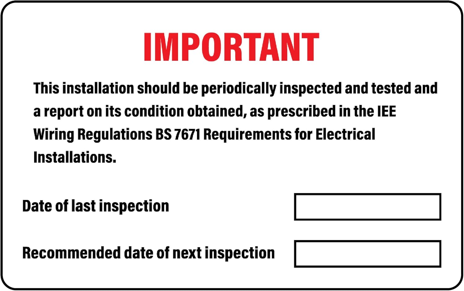 Pack of 16 (Periodic Inspection Label), Next Inspection Labels, 96x60mm ...