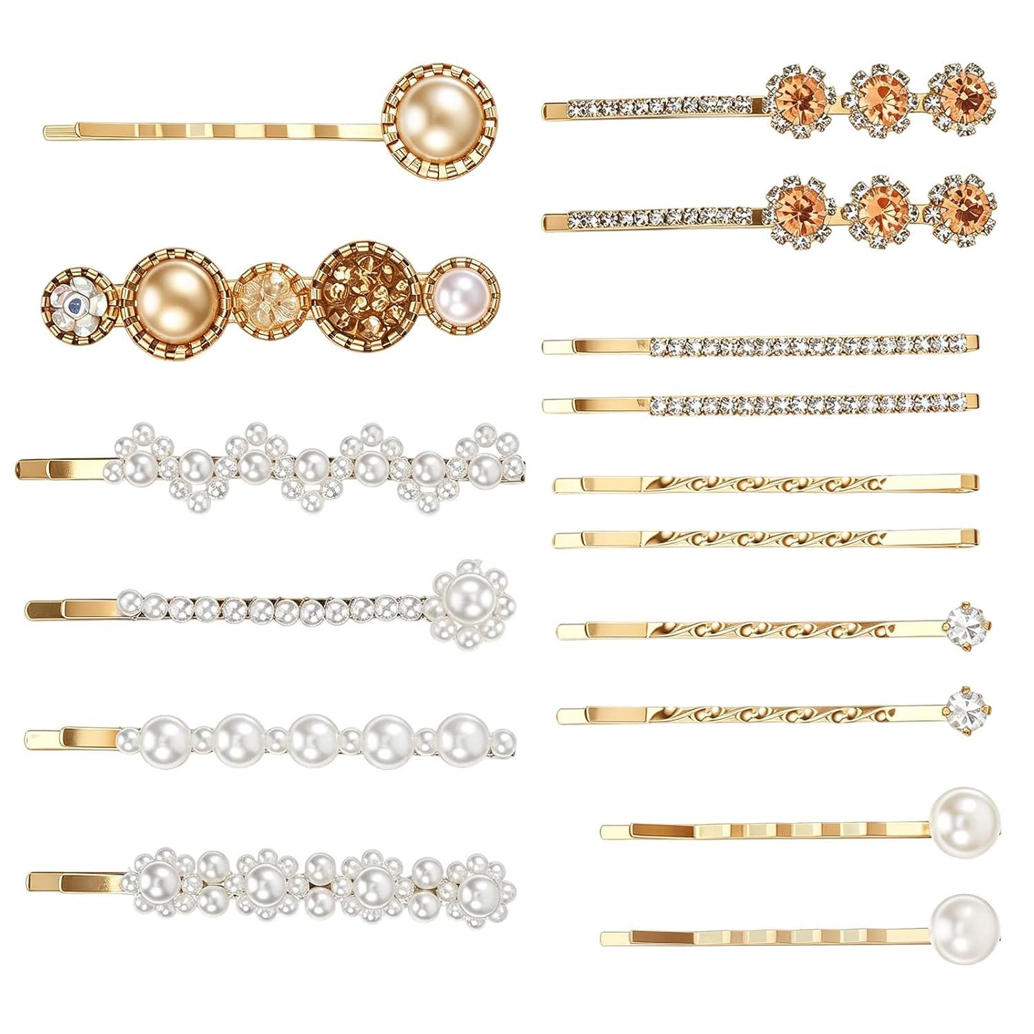 16 Pack Bobby Pins for Women, Blonde Bobby Pins, Decorative Hair Pin