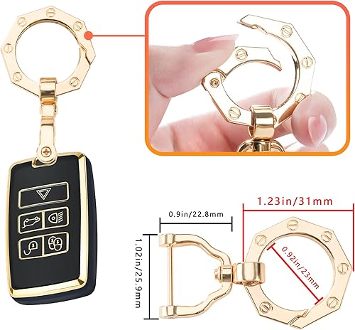 Miniatura 6 de YHC Funda para llavero de auto con llavero dorado para Land Rover Vogue Range Discovery Rover Sport