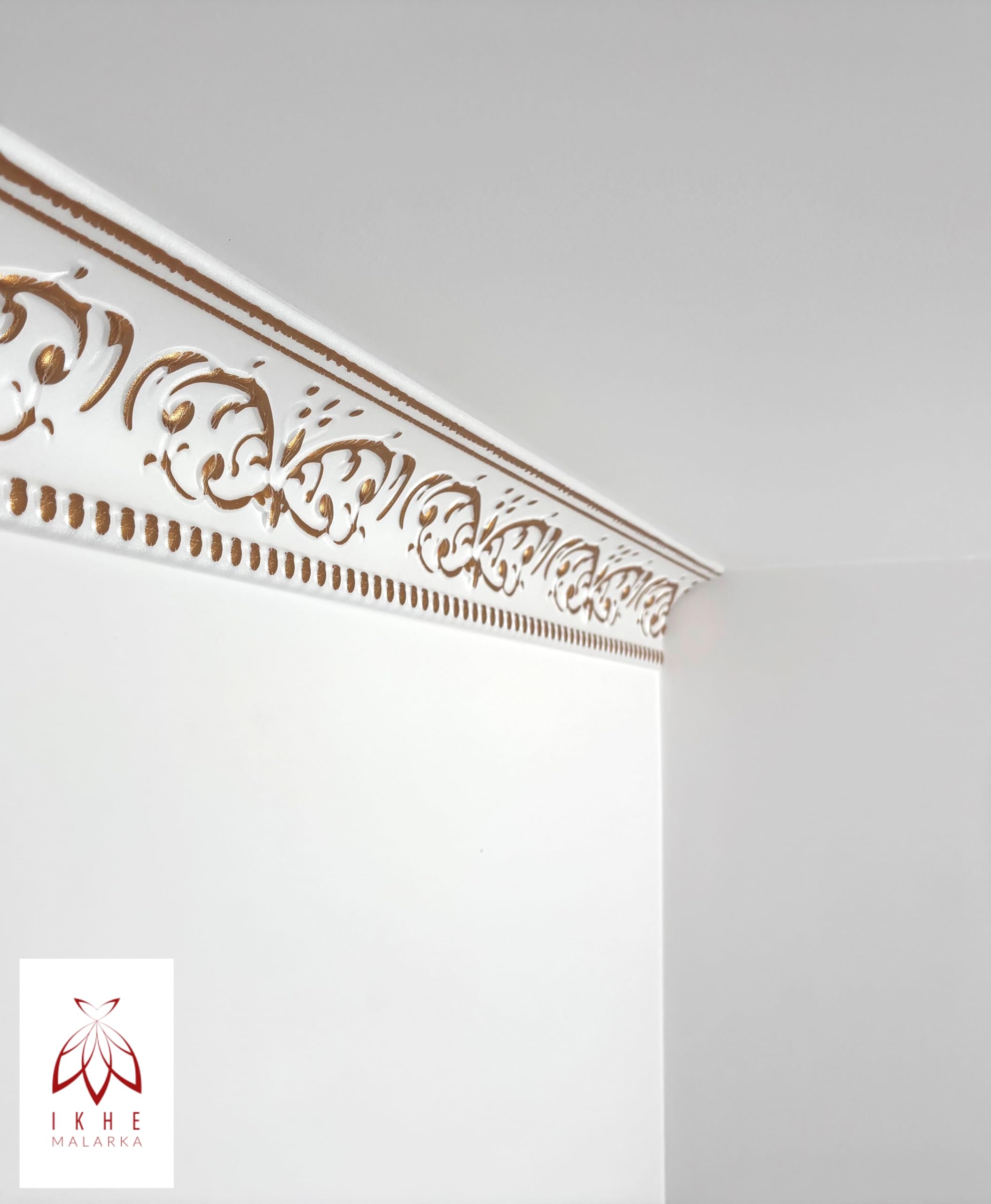 Molduras de estuco de poliestireno XPS – Molduras de techo blancas de 1 m – Listones para estuco de techo y decoración de pared – Molduras decorativas ligeras de poliestireno puro suave (V01-08 – Oro