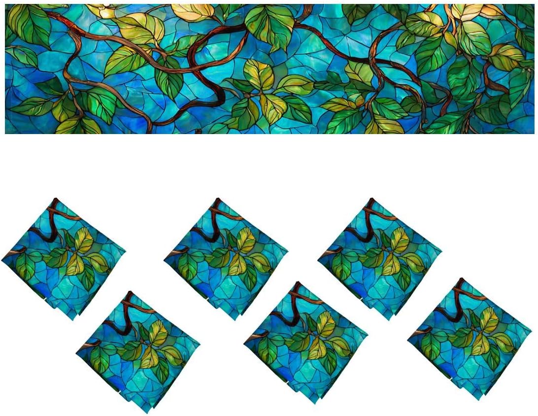 Fluorescent Light Covers for Ceiling Lights Semi Translucent Stained Glass Organic Vine Easy to Install Magnetic Light Filter for Classroom Office Hospitals School Home Decor