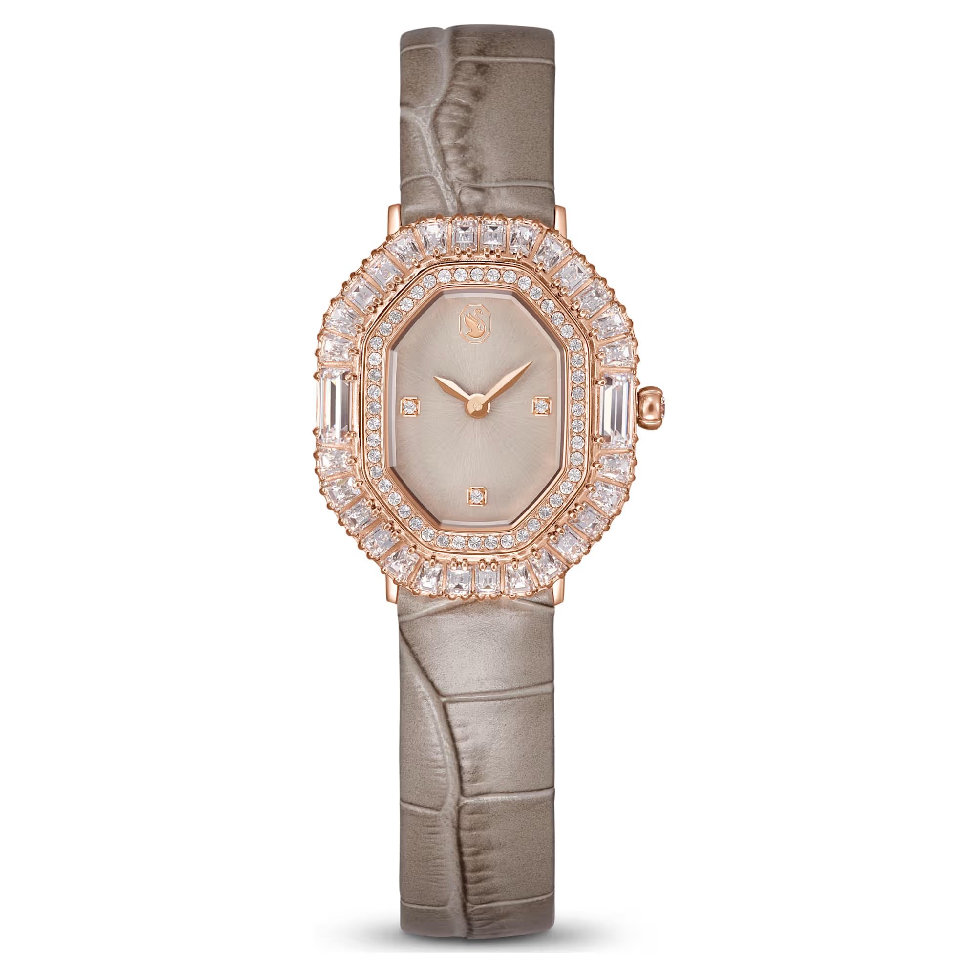 Swarovski Orologio Matrix octagon, Cinturino in pelle, Beige, Finitura in tono oro rosa