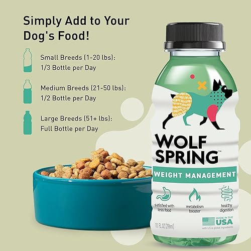 Miniatura 6 de Wolf Spring Alimento líquido para perros con control de peso (paquete de 24)  Convierte cualquier croqueta en comida dietética para perros o control
