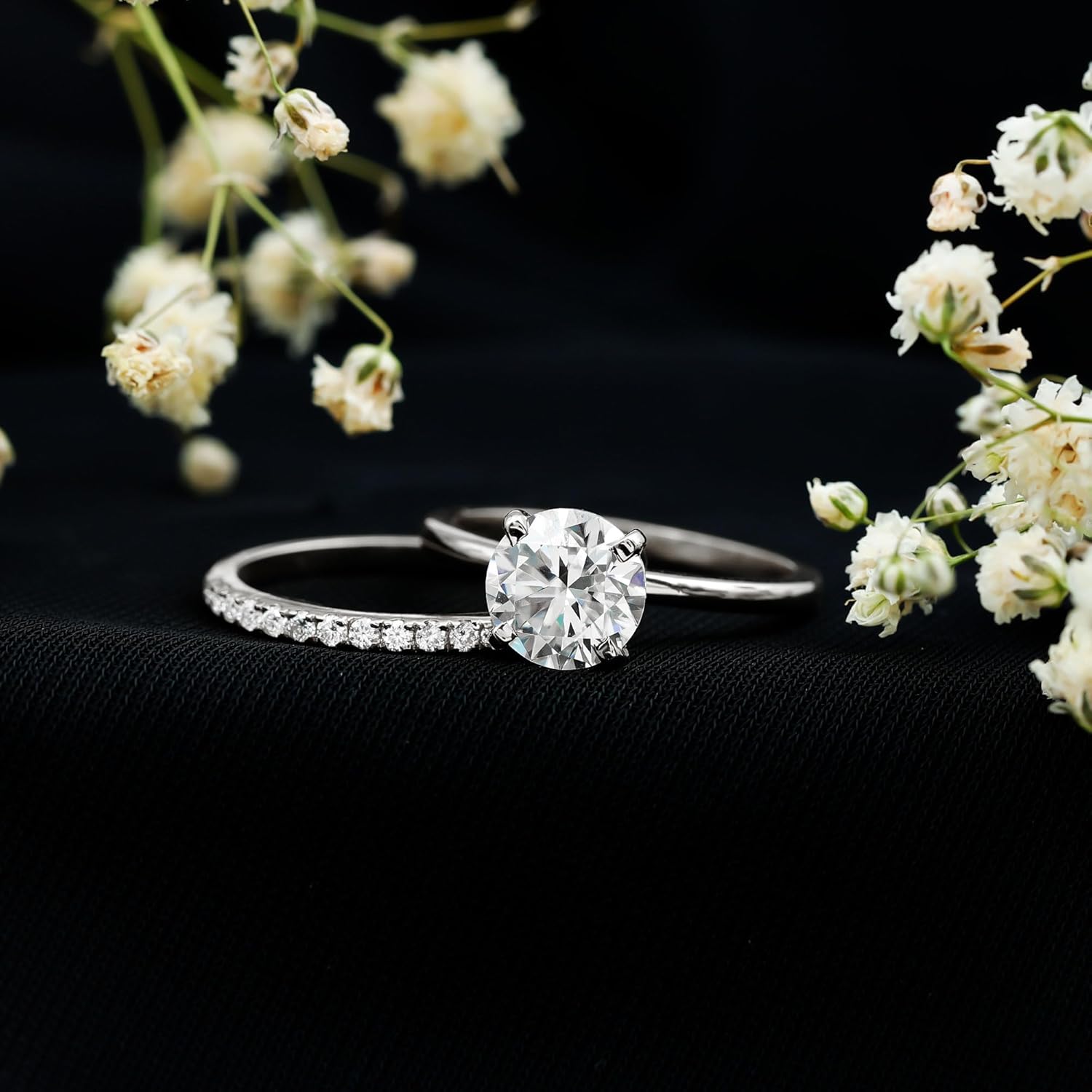 Certified 2.6Ct Moissanite Engagement Ring With Band, D-Vs1 Quality, Moissanite Bridal Ring Set - Mothers Day Gift