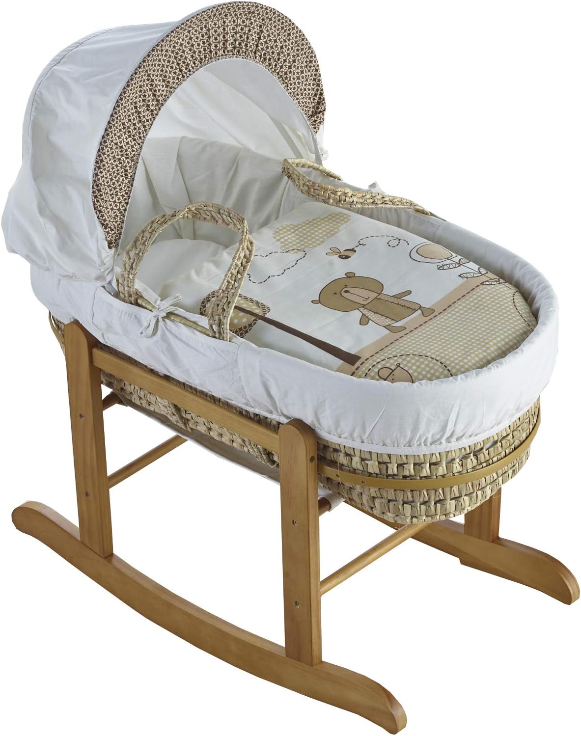 ELEGANT BABY Beary Nice Cream Palm Moses Basket with Deluxe Natural