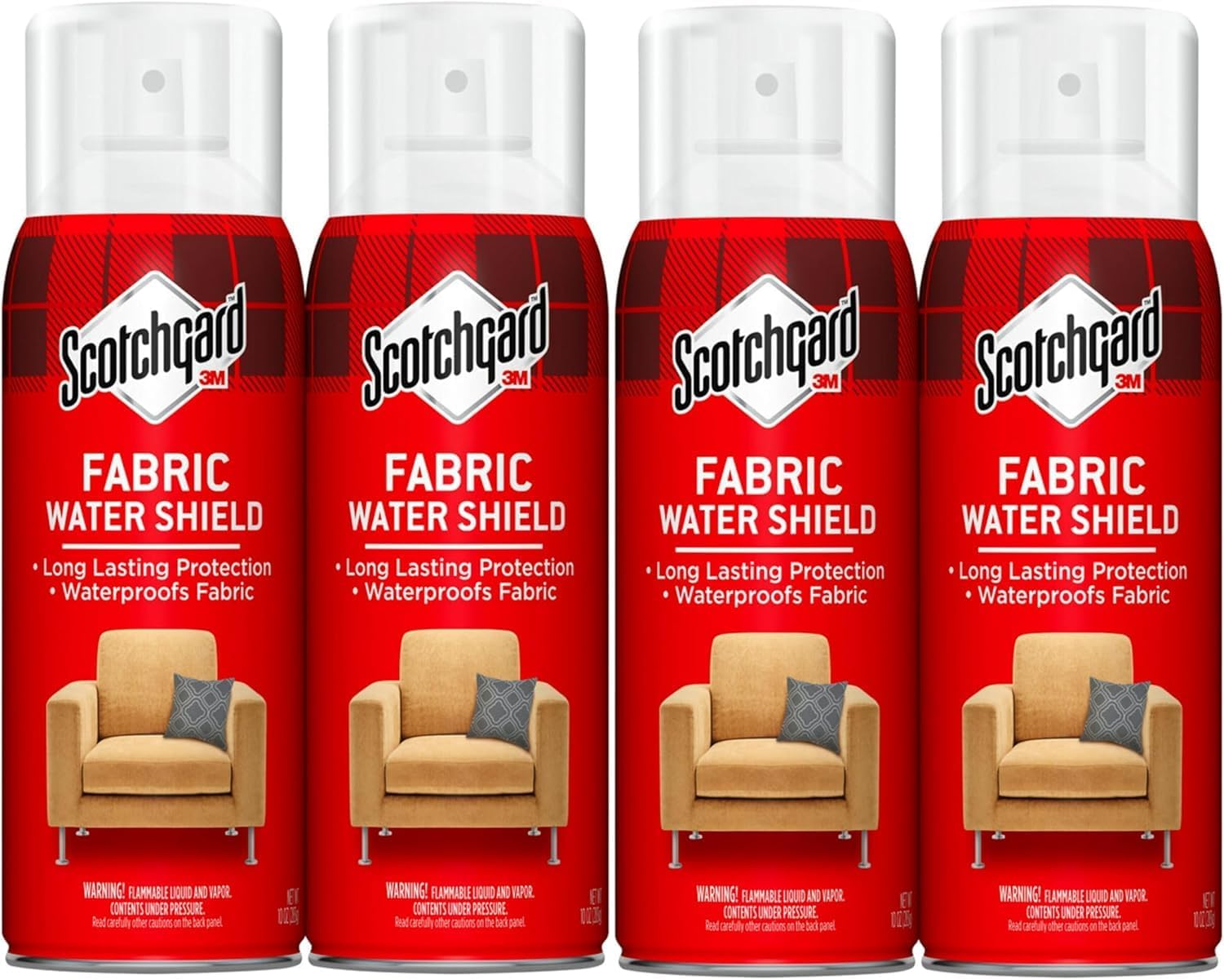 Scotchgard Fabric Water Shield, Water Repellent Spray for Clothing and Household Upholstery Items, Long-Lasting Water Repellent, Four 10 Oz (Pack of 4)