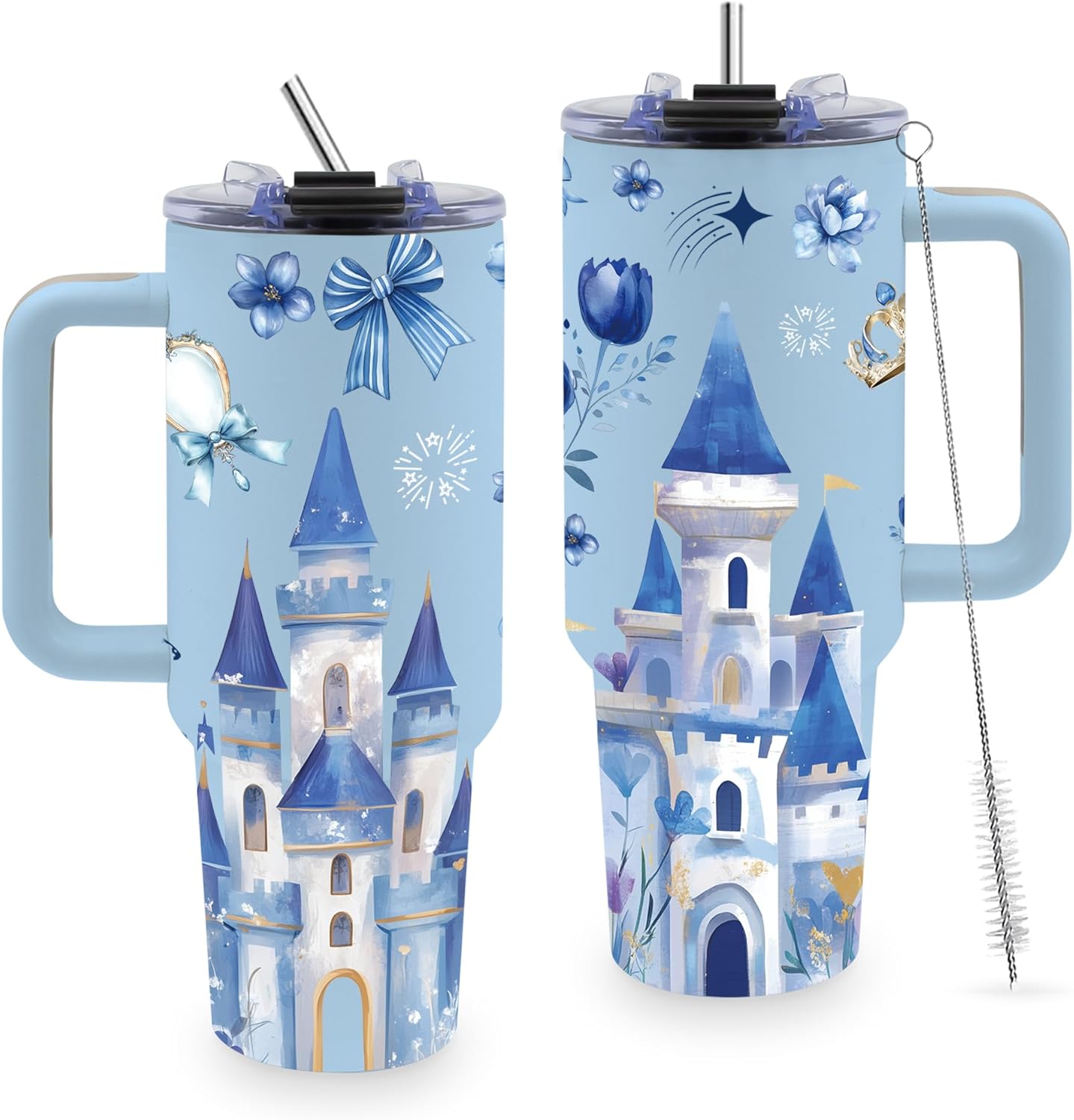 Gifts for Women, Castle 40 oz Tumbler with Handle and Straw, Gift for Girl Best Friend, Daughter, Christmas Thanksgiving Birthday Gift for Women Mom Aunt