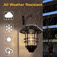 Vista 3 de 2 Pack Solar Wall Lanterns Outdoor Waterproof Hanging Solar Wall Lights Glass Metal with Wall Mount Bracket,Garden Lantern Warm White 3000K, Auto