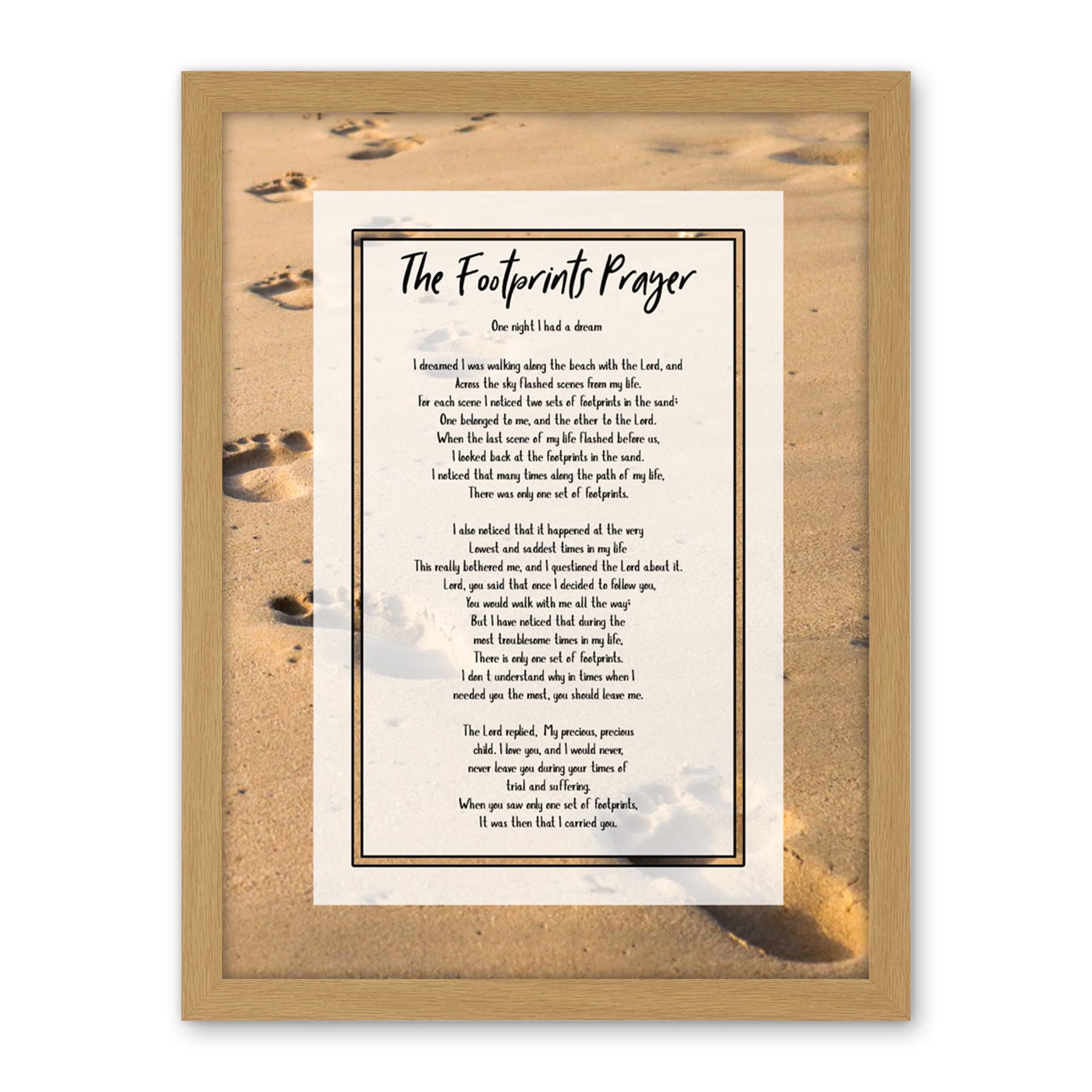 Artery8 Jesus Lord Footprints In The Sand Poem Inspirational Artwork Framed Wall Art Print 18X24 Inch