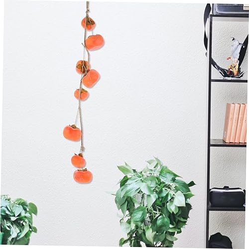 Miniatura 4 de IMIKEYA 2 cuerdas simulación de caqui Acción de Gracias frutas artificiales de frutas de tallo de caqui artificial Mesa de fiesta de otoño Plantas