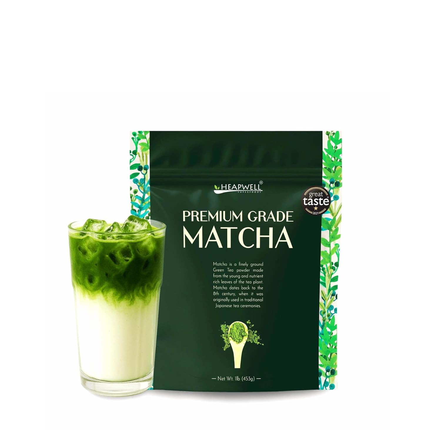 Heapwell Japanese Matcha – Premium & Ceremonial & AAA Grade Matcha Tea | Authentic Japanese Origin (1lb (453g), Premium Grade)