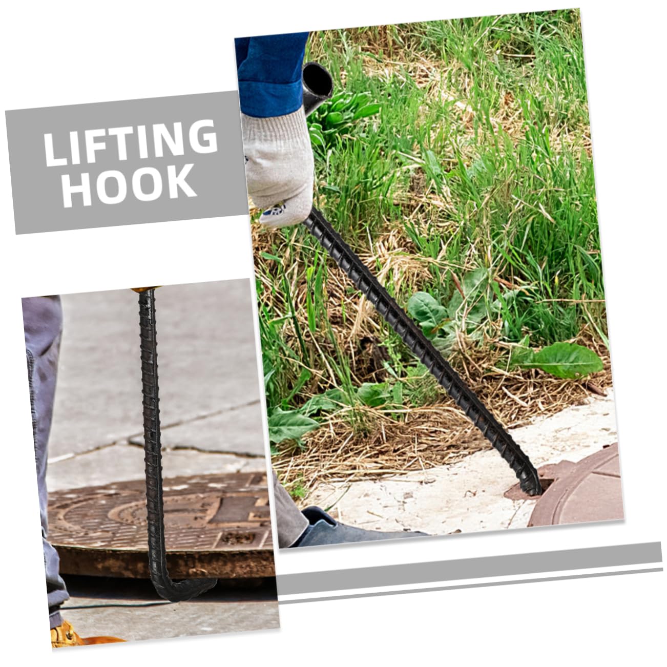 HOOTNEE S Hooks for Hanging 2pcs Manhole Cover Lifter Hooks T-Shape Rolling to Use