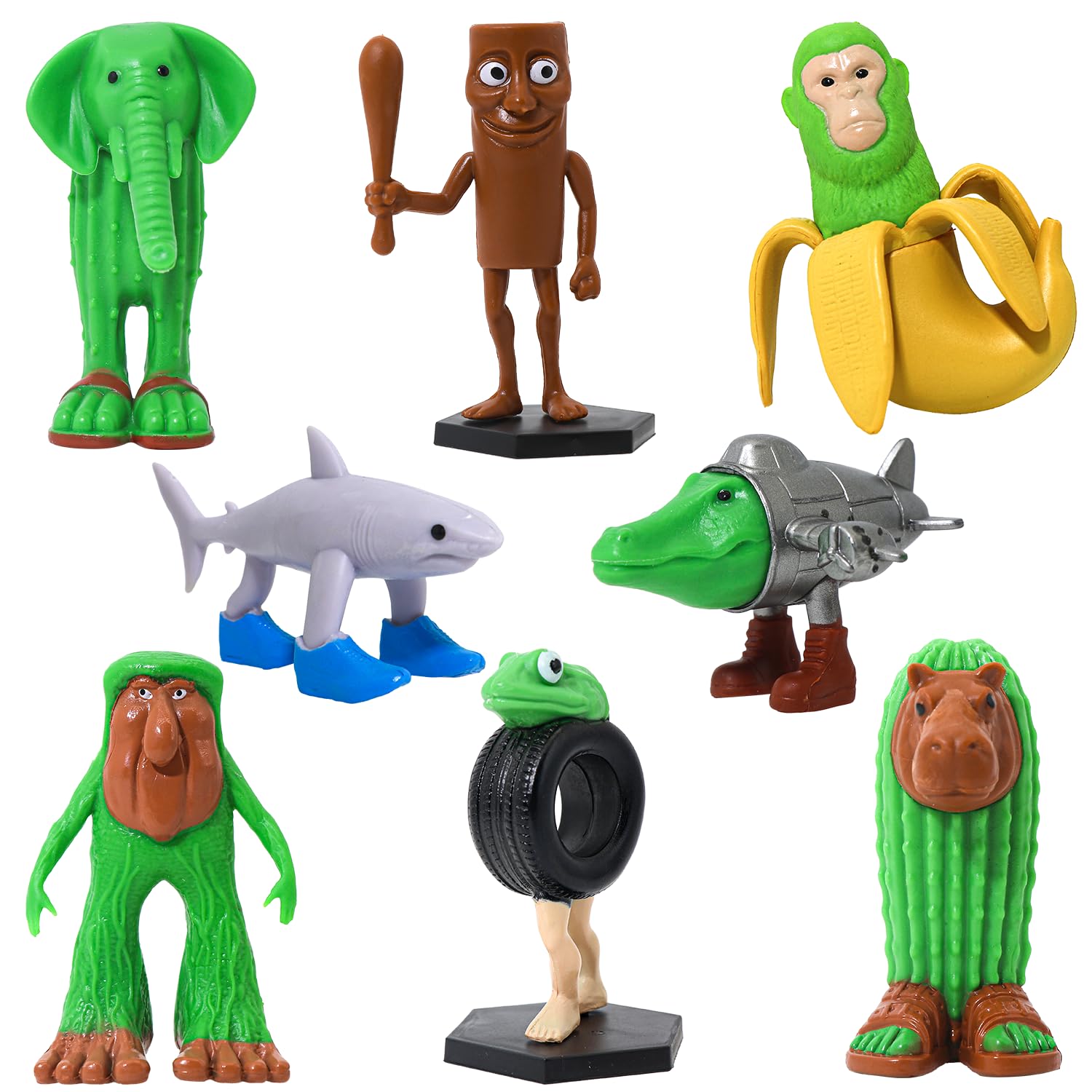 8PCS Italian Brainrot Action Figure,Tralalero Tralala Figures Toys with Tralalero Tralala, Tung Tung Tung Sahur, Brr Brr Patapim,Brainrot Meme Shark Collectible Animals Figurine Doll Gifts for Fans