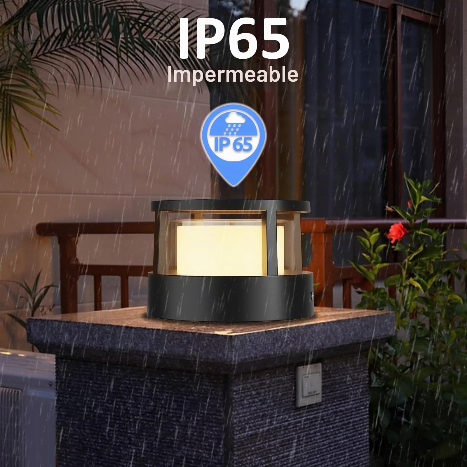FREEUP Farolas Solares Exterior, Ip65, Aluminio, 3000k | 15W LED Lámpara de Jardín, Carga Solar Sin Cableado, Para Pilares, Entradas, Caminos, Balizas Jardin, Negro
