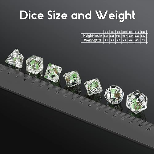 Miniatura 36 de DNDND - Juego de dados DND de resina de 7 piezas con bolsa de terciopelo para juegos de rol D&D y juegos de mesa