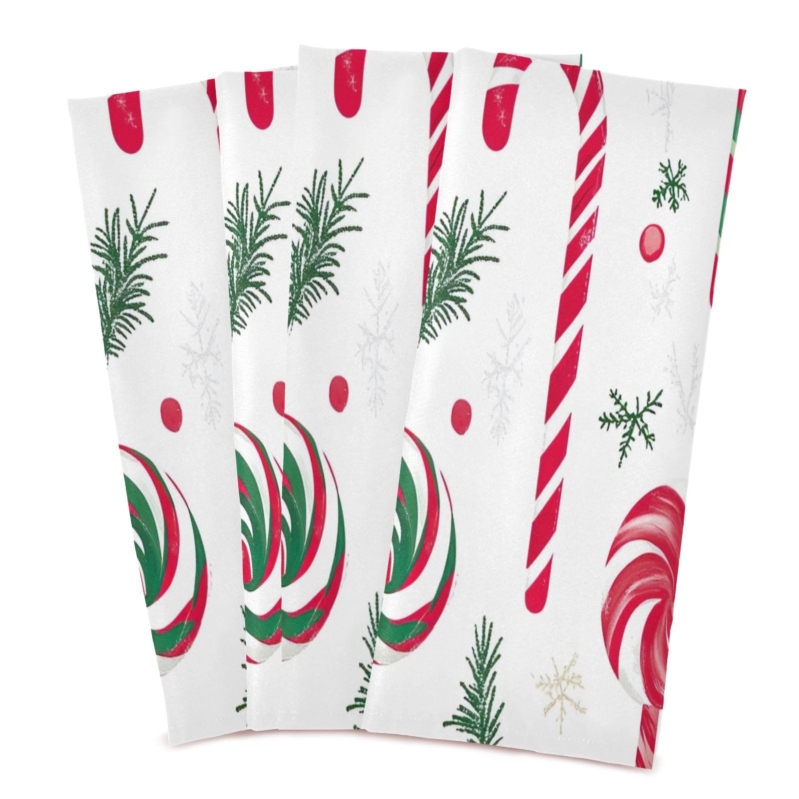 STAYTOP Christmas Candy Cane Kitchen Dish Towel Set,4Pcs Drying Kitchen Towels Tea Towels Gift Set for Drying Cleaning Cooking Baking