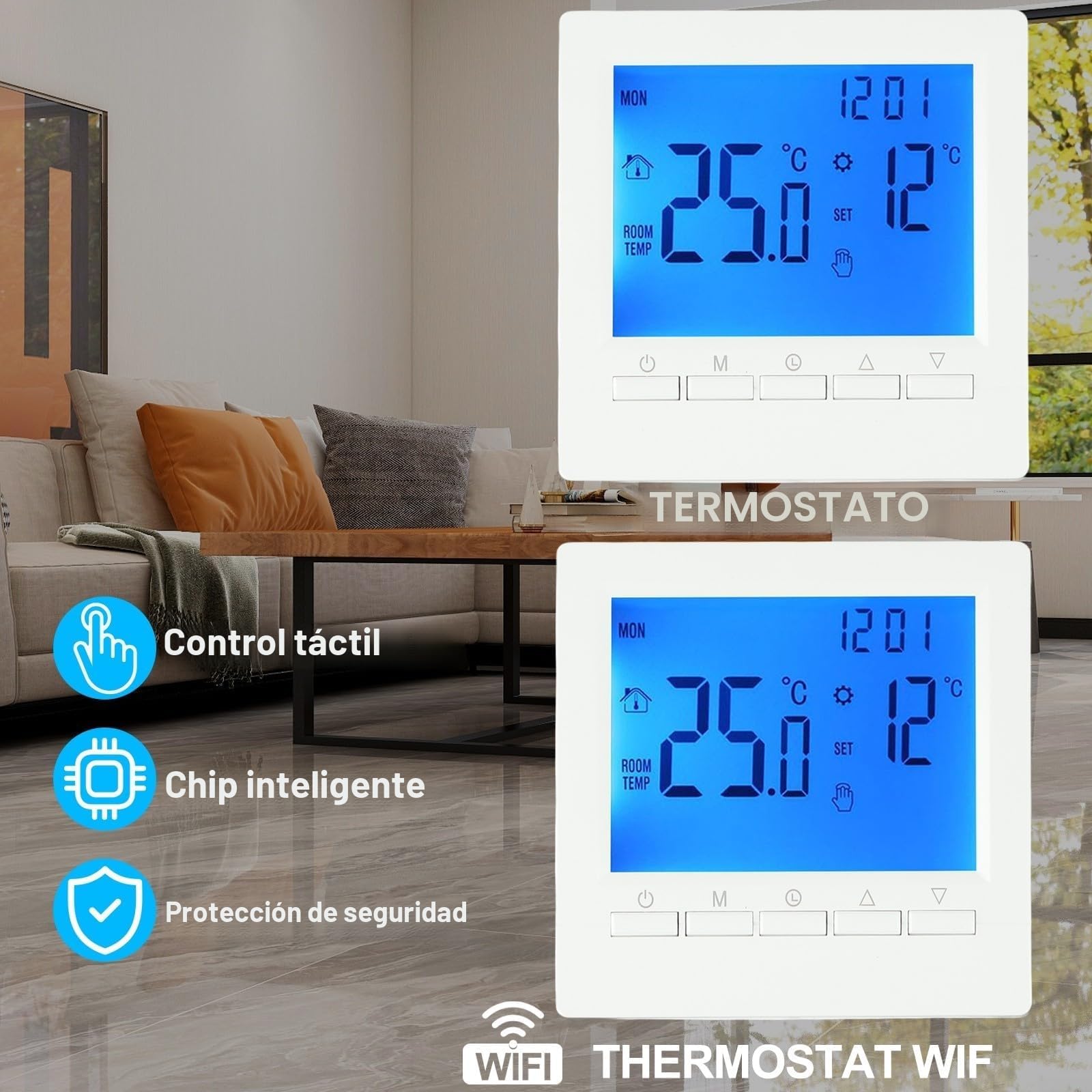 Termostato programable digital para el hogar, pantalla LCD, controlador de temperatura ambiente, control de calefacción y refrigeración por suelo, kit de termostato digital