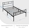 Yaheetech Metal Bed 90 x 190 cm Minimalist Bed Frame with Headboard Guest Bed with Slatted Frame for Bedroom Guest Room 32 cm Height Under Bed Black