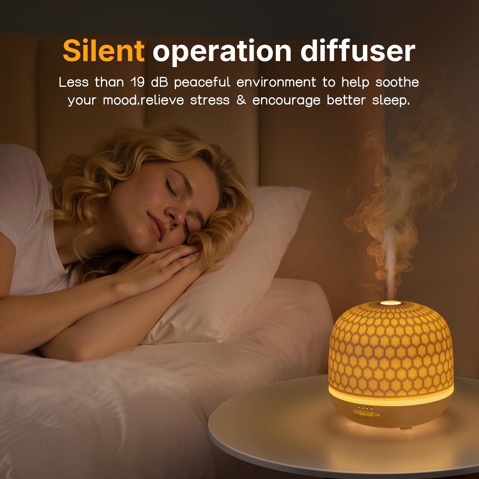 Difusor de cerámica, difusor de aceite esencial blanco de 500 ml, difusores ultrasónicos de aromaterapia para aceites esenciales, humidificador de niebla fría con temporizadores, luces nocturnas y