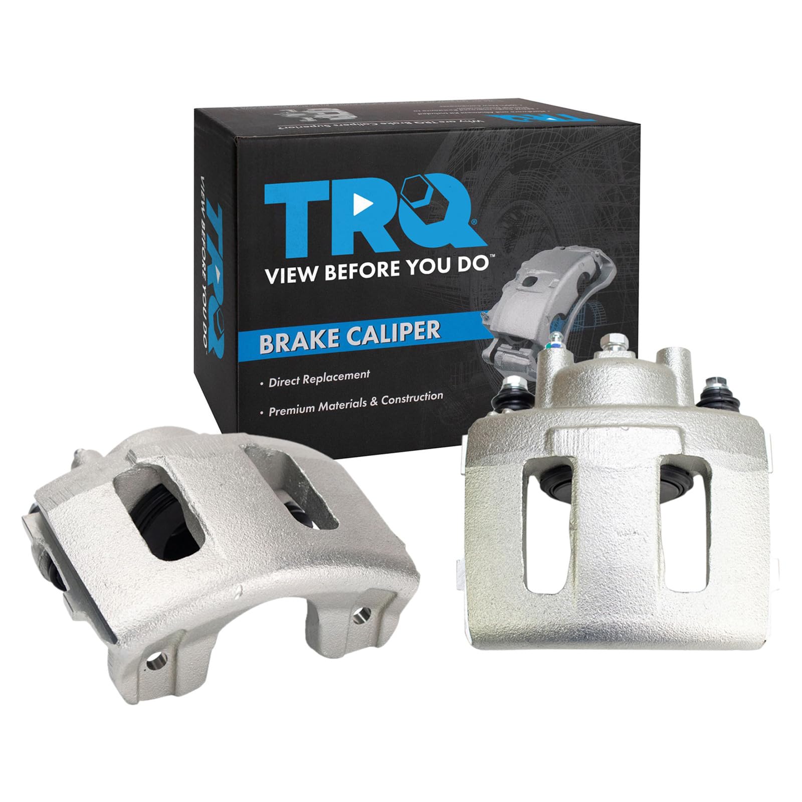 TRQ Front Brake Caliper Set Zinc Coated Brackets