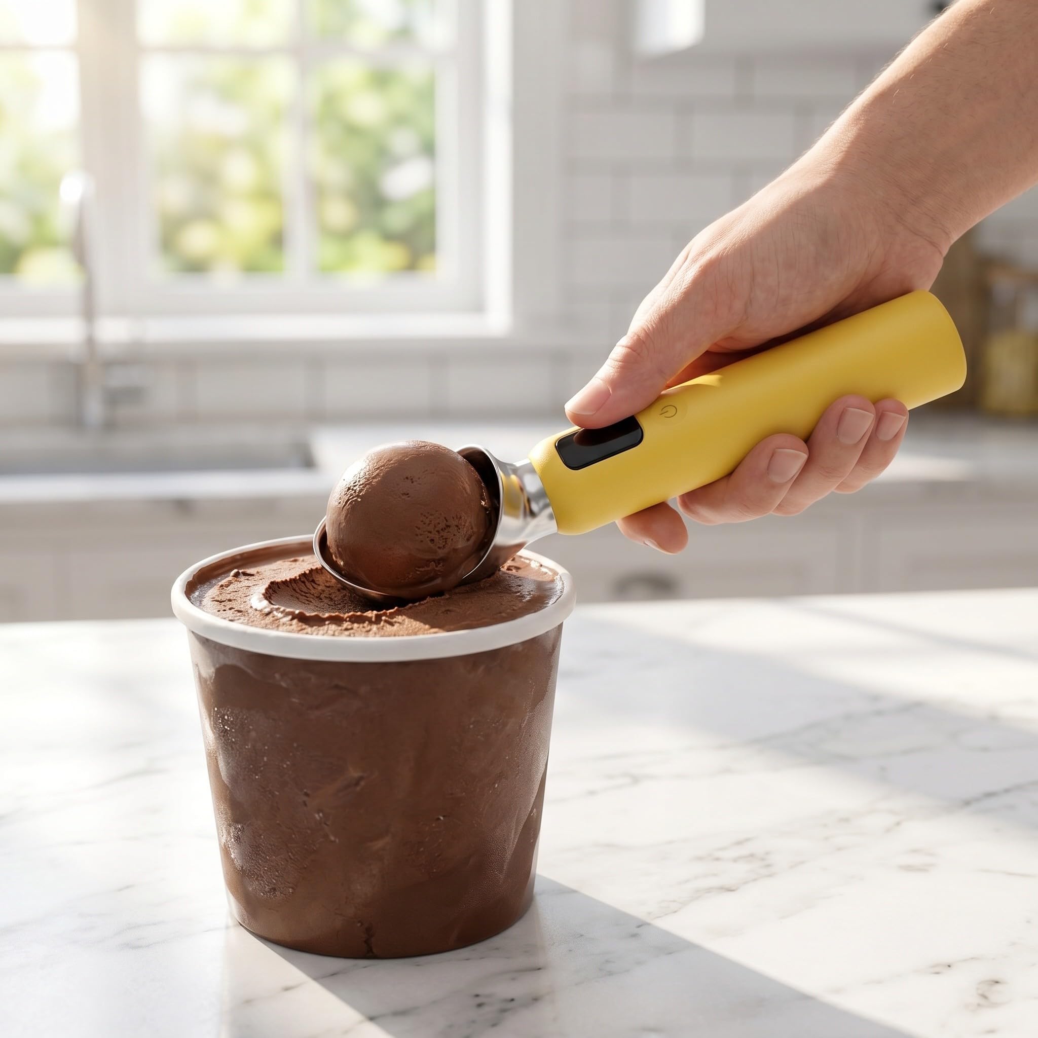 ibasenice Cuillère à glace chauffante rechargeable - Cuillère chauffante électrique à 3 niveaux de température - Chauffe jusqu'à 71 °C (160 °F) pour les glaces et gelatos - Rechargeable