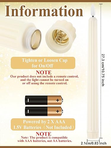 Miniatura 2 de Treela 36 velas cónicas sin llama de 11 pulgadas parpadeantes LED falsas, funciona con pilas, velas falsas eléctricas para Navidad, Halloween,
