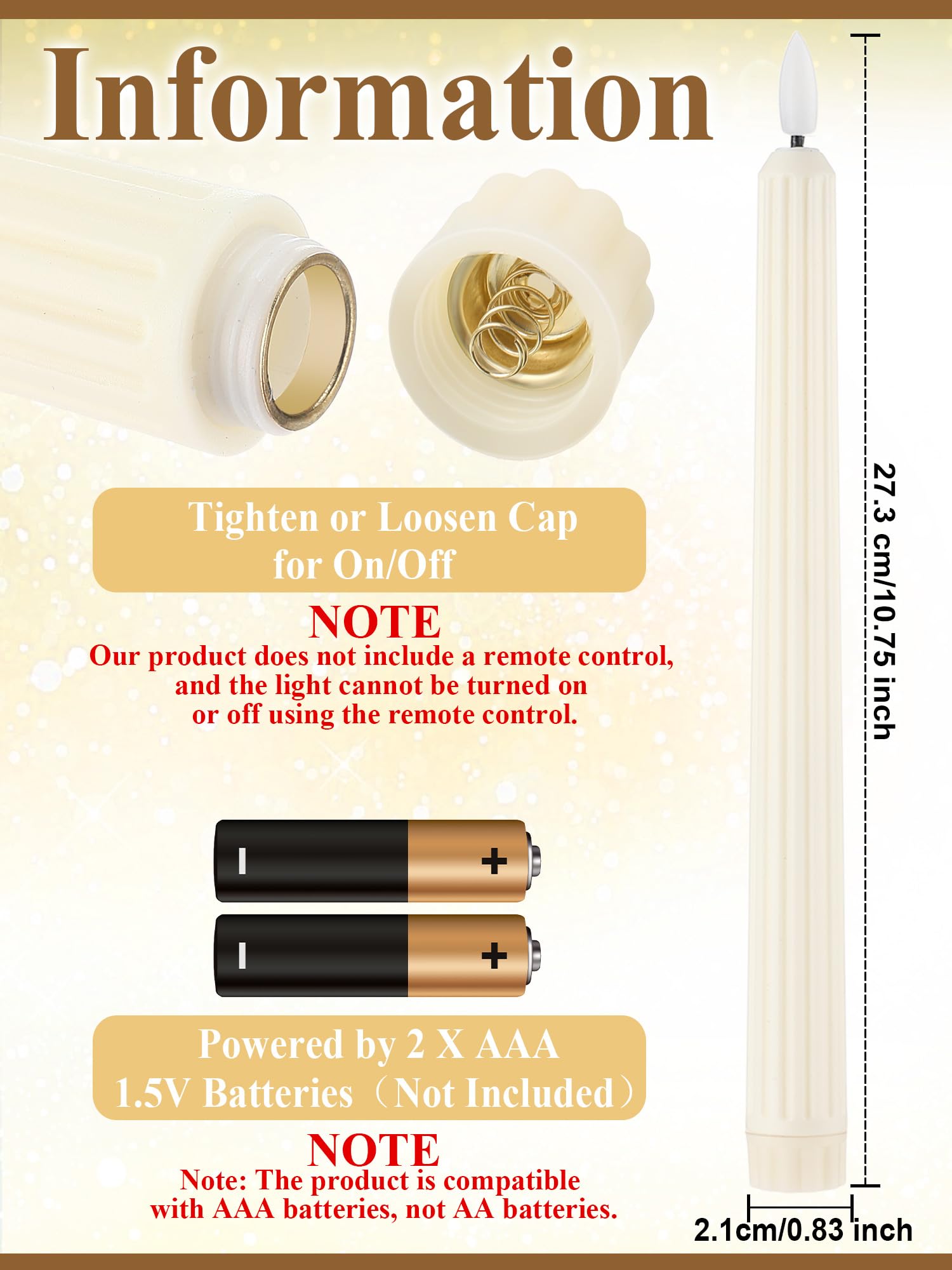 Treela 36 candele coniche senza fiamma, 28 cm, tremolanti LED finte, alimentate a batteria, elettriche, per Natale, Halloween, compleanno, festa di nozze (bianco avorio, colonna romana)