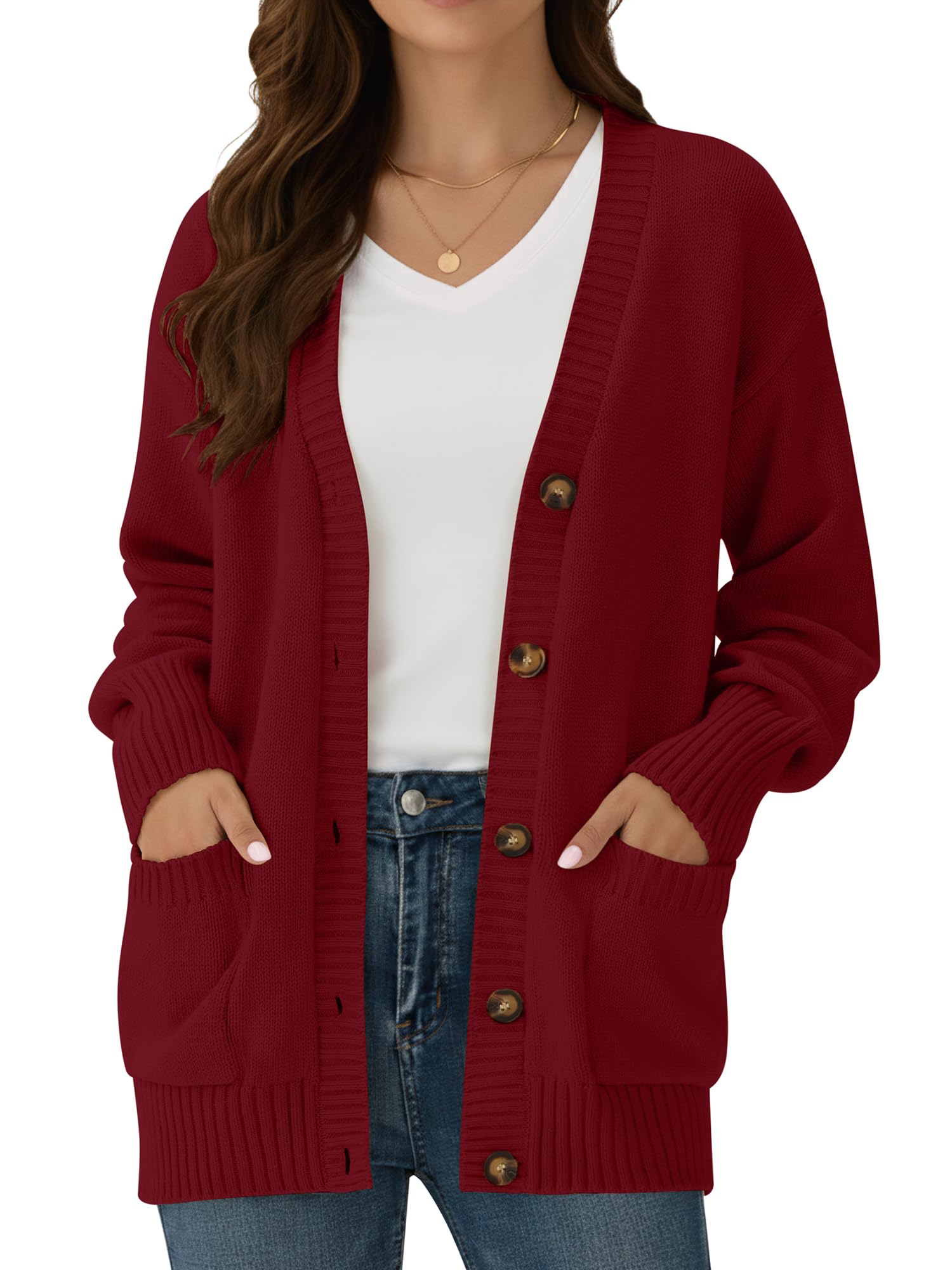 ZAFUL Womens Cardigan Sweaters Chunky Winter Cotton Blended Button Down Clothes Fall Long Sleeve Outfits 2025 Trendy