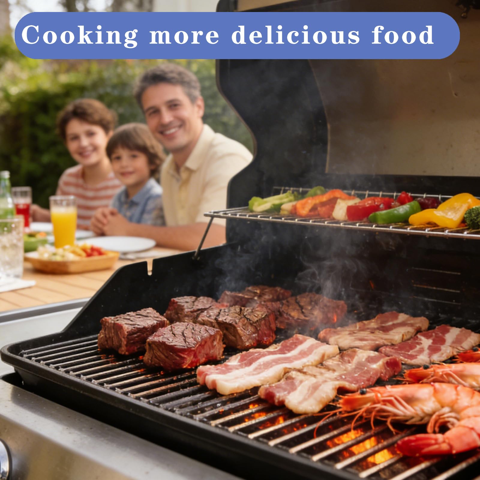 ADJH001 - Placas de calor (paquete de 3) que se extienden desde 11.75 hasta 21 pulgadas, escudo térmico ajustable de acero inoxidable, tienda de campaña de calor para parrilla, saborizador, cubierta