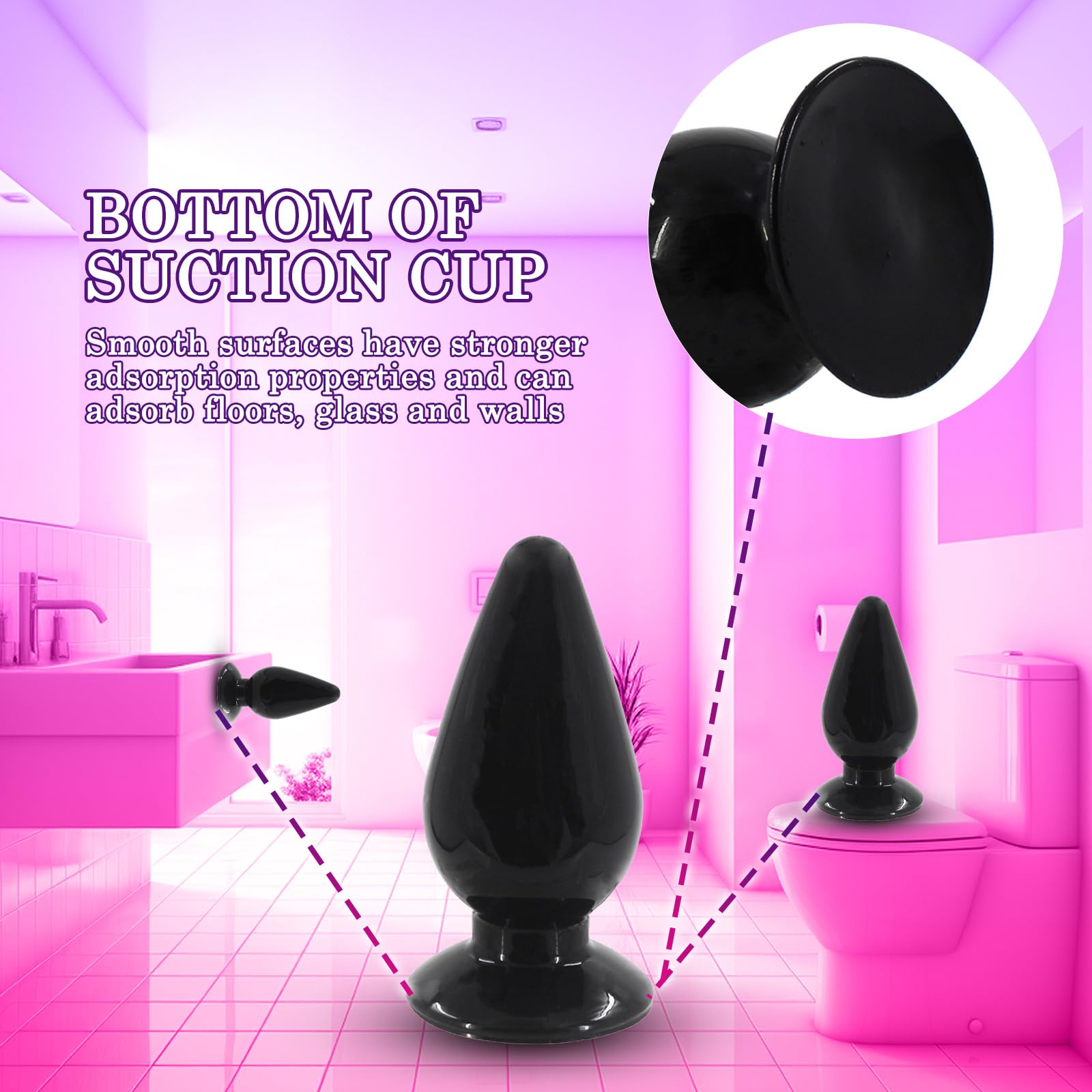 BDSMJOY Extra grande plug anal,Tapón anal cónico con ventosa,pour Femmes Hommes,Juguetes Eróticos para Adultos，extremo Juguetes sexuales de fisting (M)