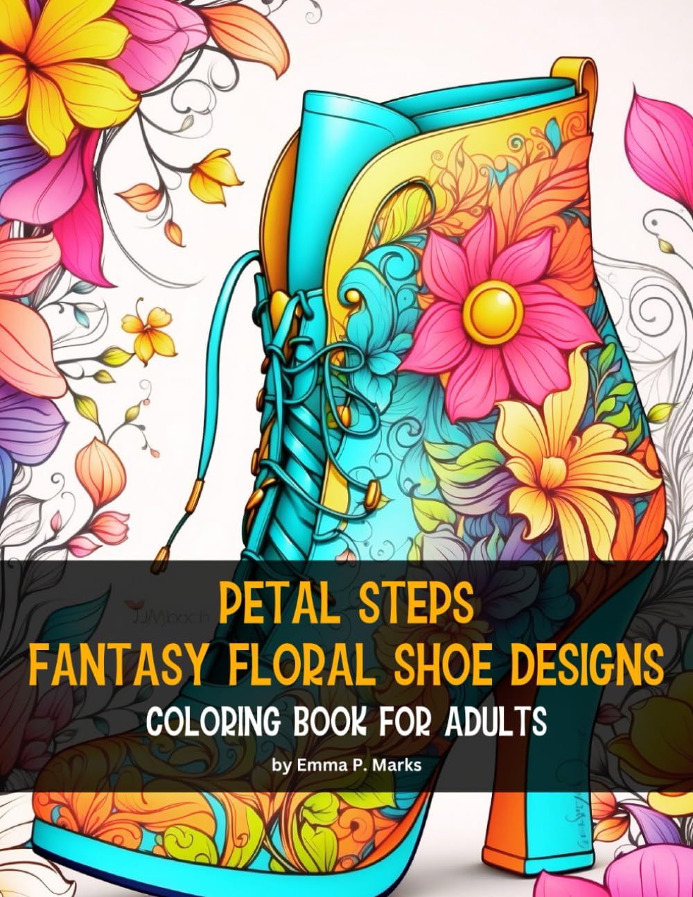 Petal Steps Fantasy Floral Shoe Designs: 50 Unique Designs Coloring Book for Adults | Immerse Yourself in the Intricately Crafted Fantasy Shoes ... Meditative Joy That Awaits You On Each Page.