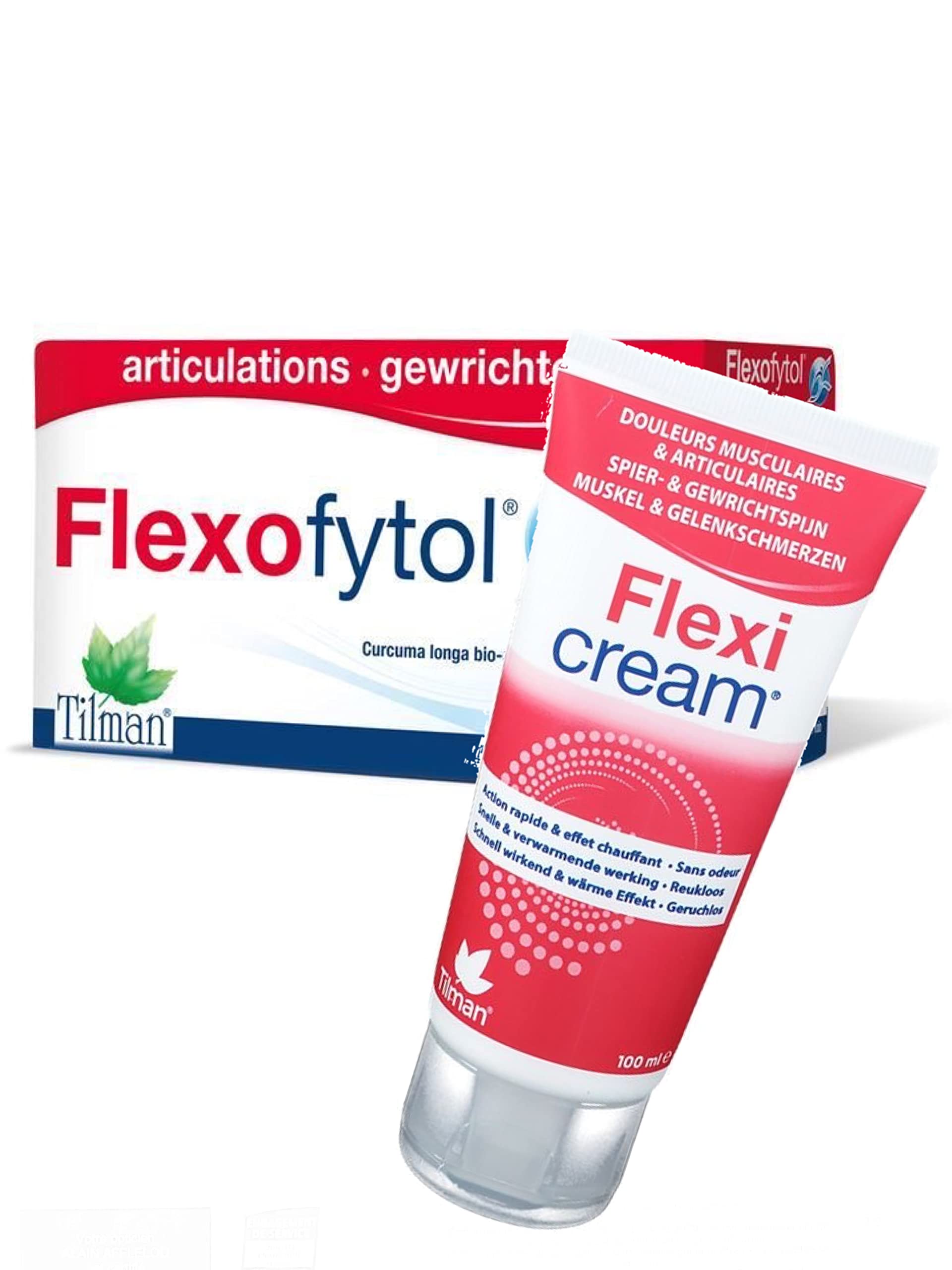 FLEXI Cream et FLEXOFYTOL - Complément alimentaire Articulations + gel anti douleurs Musculaires - 60 GELULES TILMAN - 1 boite de 60 Gélules + 1 Tube 100ml