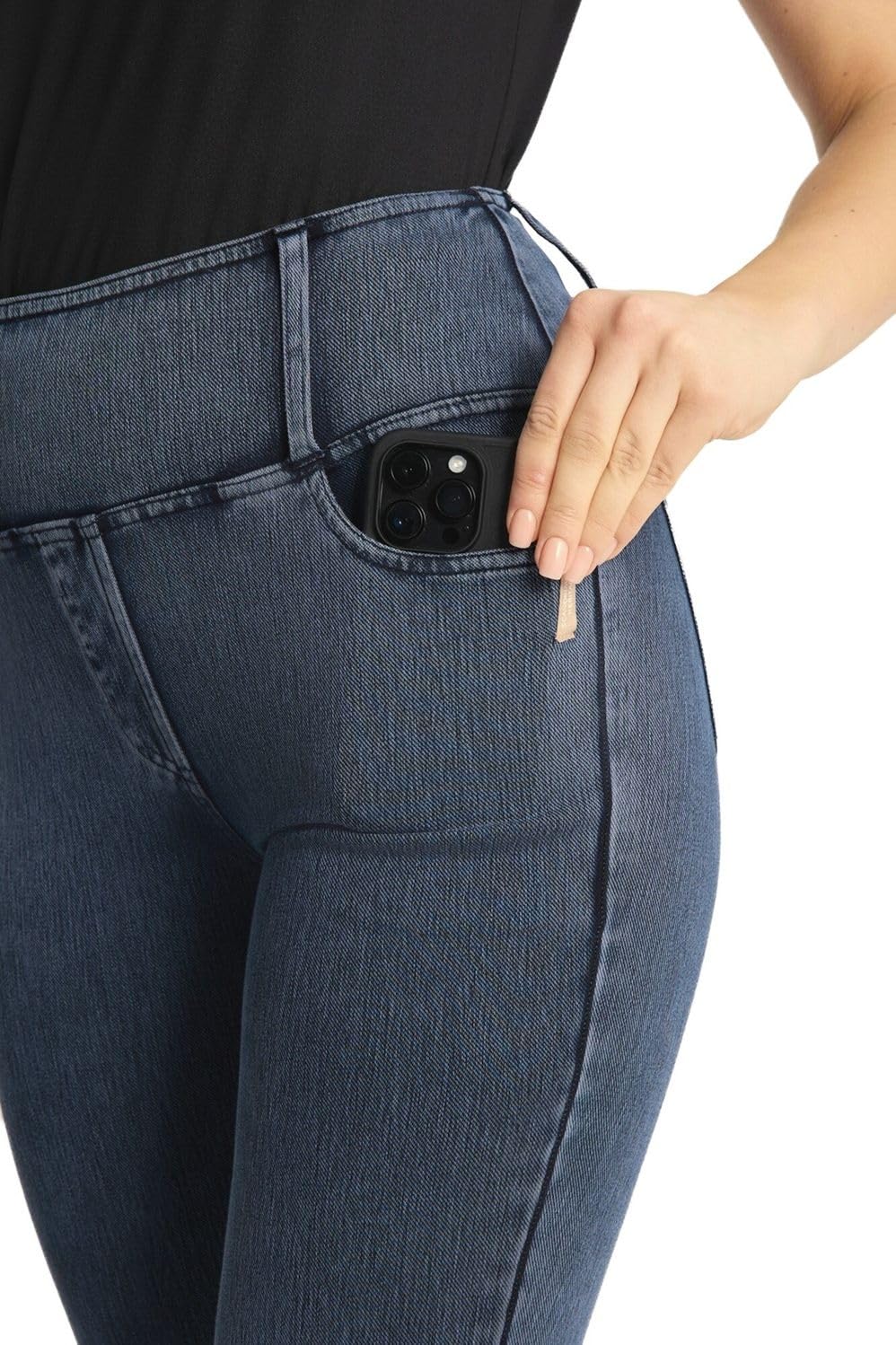 NETPROSHOP Damen Western Reitleggings Stretch Bootcut im Denimlook mit Taschen atmungsaktiv Gr. 36-44