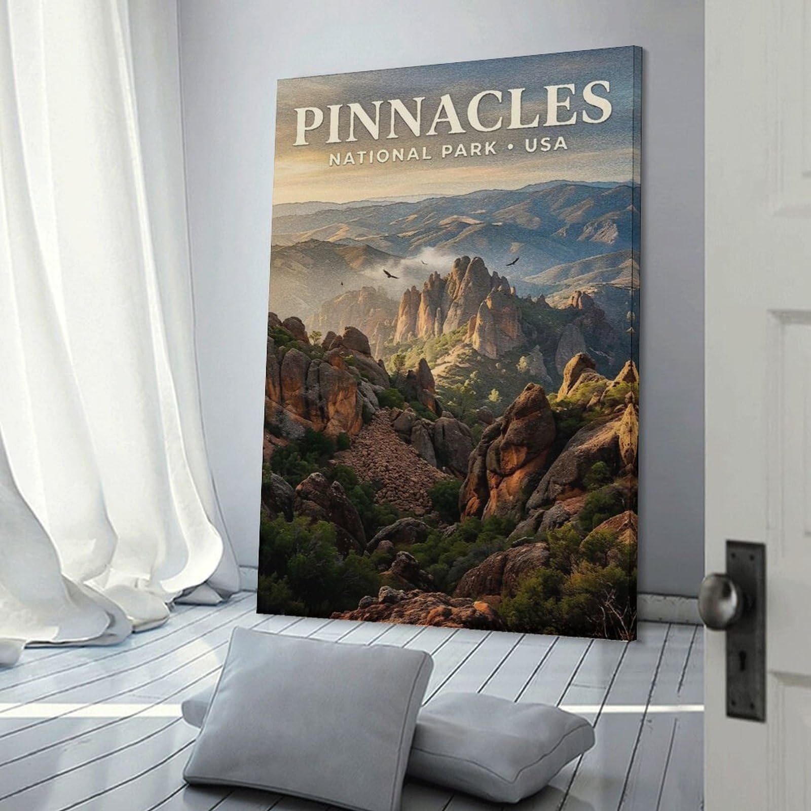 Junmoney Pinnacles National Park USA Landscape Canvas Wall Decor, 24x36inch(60x90cm), for Bedroom, Guest Room Or Reading Nook, Canvas Wall Decor for Personal Spaces