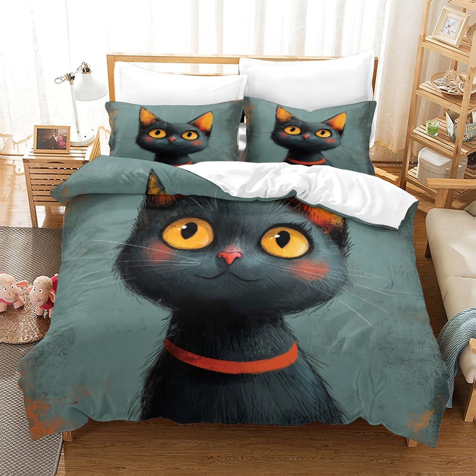 Housse de couette 260 x 240 British Shorthair : parure de lit grand lit infroissable