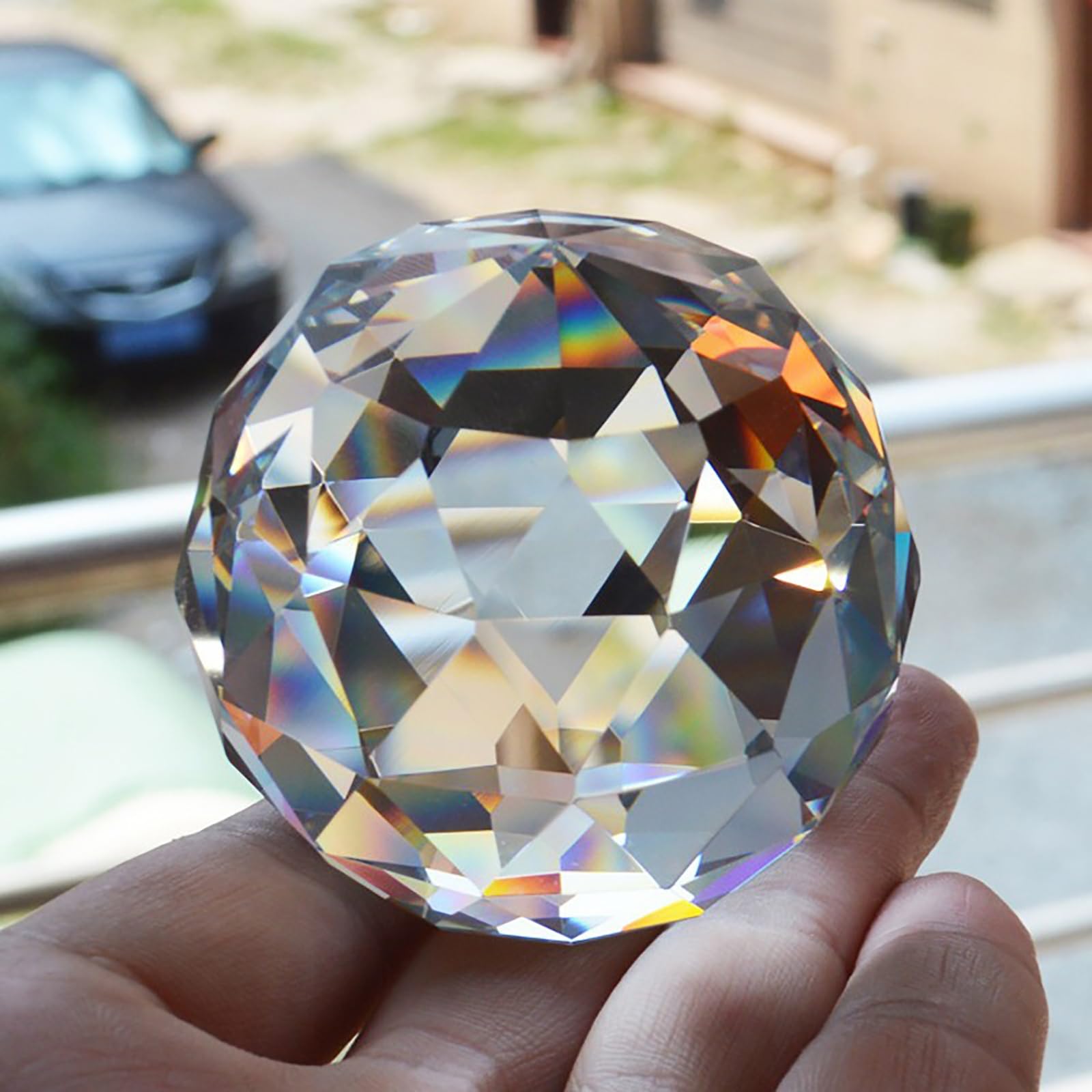 Boule de Cristal Transparente, Matériau en Cristal Artificiel, Boules de Cristal Attrape-Soleil en Verre à Facettes, pour Maison, Restaurant, Hôtel(10cm/3.9in)