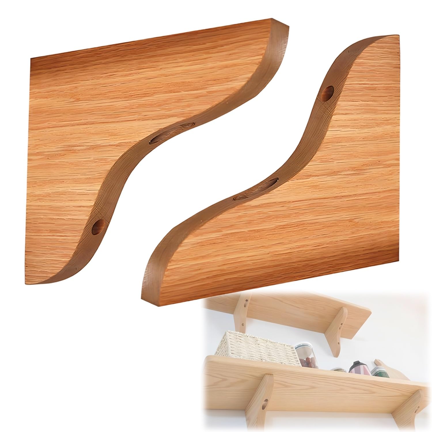 Amazon.co.jp: 無垢材の棚支え 棚受けレール 耐荷重20kg、壁掛け 吊り