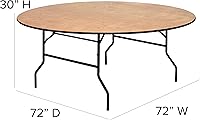 Vista 3 de Flash Furniture Furman Mesa redonda de madera plegable para banquetes de 6 pies con tapa con acabado transparente