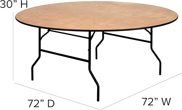 Flash Furniture Furman 6' Round All-Occasion Wood Folding Event Table, Foldable Round Portable Banquet Table with Wooden Top, Natural/Black