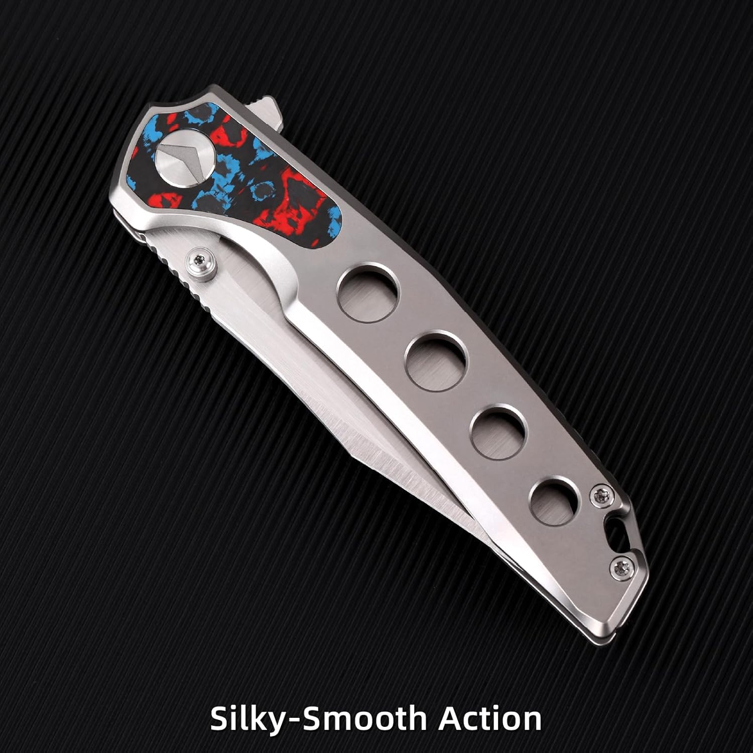 Folding Knife,Pocket Knife,3.46" Razor Sharp M390 Blade Survival Knife with Titanium Handle and Pocket Clip,EDC Knives for Hunting Camping Survival Outdoor Fishing Hiking-Grey&Red
