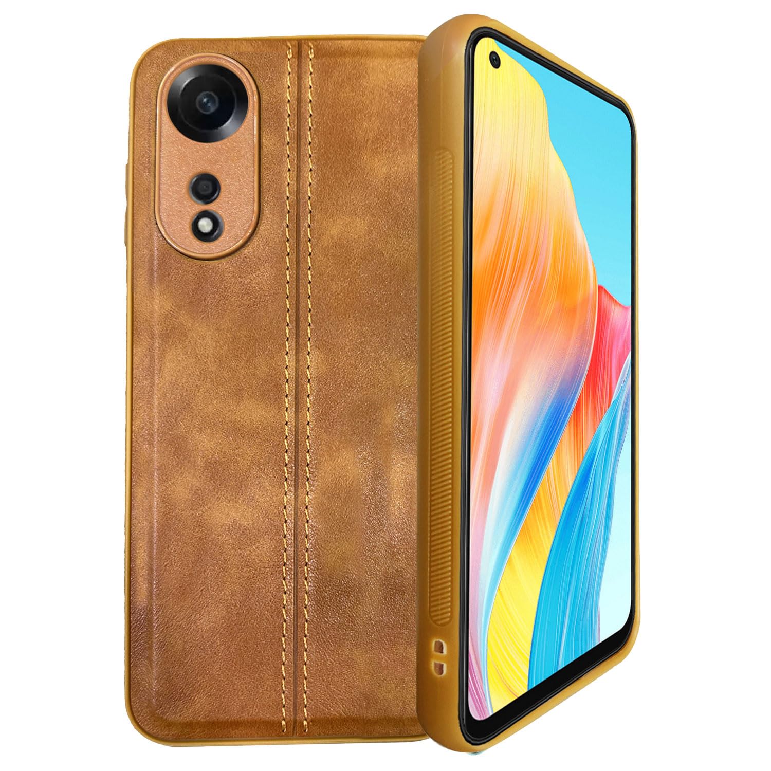 A rtistque Premium Thread Leather Back Cover Case for Oppo A78 5G | Drop Protection | Smooth Grip | Raised Camera Edges | Oppo A78 5G Back Cover - Brown (B0CDCHBBSK) Amazon Price History, Amazon Price Tracker