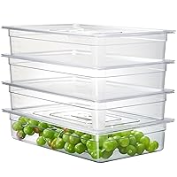 Vista 24 de CURTA Paquete de 6 bandejas de comida NSF, tamaño 1/9 de 4 pulgadas de profundidad, plástico de policarbonato comercial transparente apto