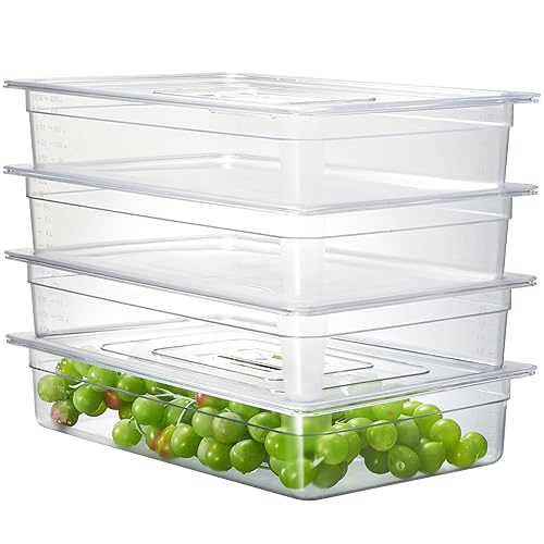 Vista 82 de CURTA Paquete de 6 bandejas de comida NSF, tamaño 1/6 de 2 1/2 pulgadas de profundidad, plástico de policarbonato comercial transparente apto