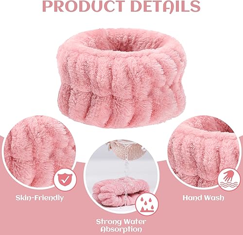 Miniatura 4 de 8 piezas de muñequeras para lavar la cara, toallas de microfibra para mujer para lavar las muñequeras, muñequeras absorbentes para evitar que el