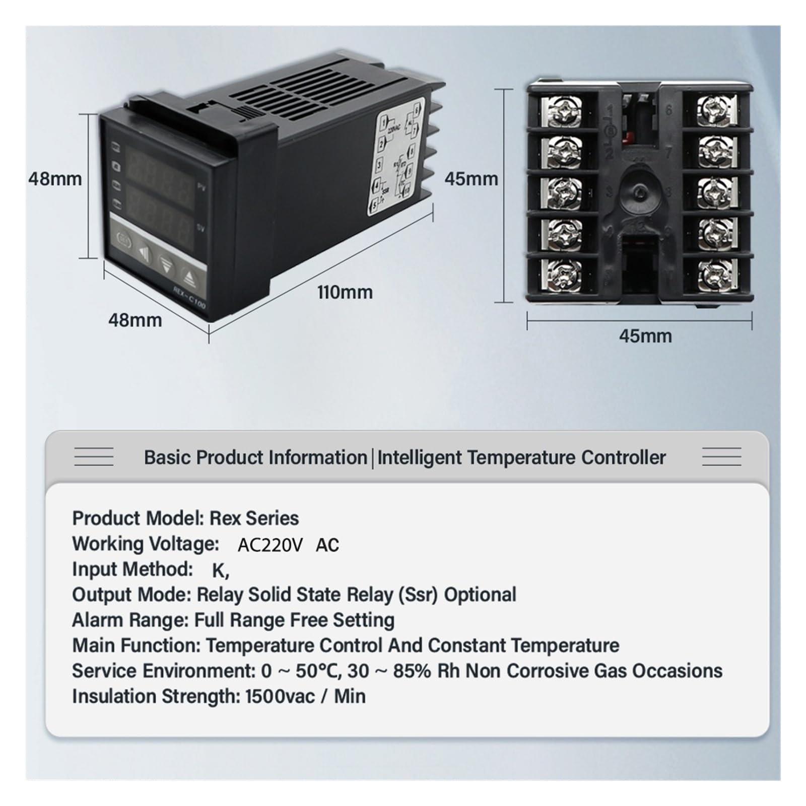 Cyfrowy termostat regulatora temperatury PID REX-C100 + Max 40A SSR SSR-40DA przekaźnik + termopara K M6 sonda 1M z radiatorem