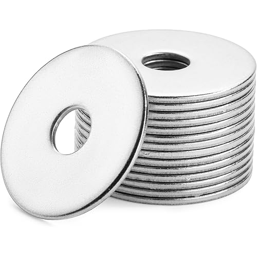 Bates- Stainless Steel Fender Washers, 1/4"x1", 100 pcs, 1/4 Stainless Steel Flat Washers, 1/4 Fender Washer