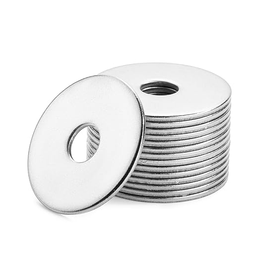 Bates- Stainless Steel Fender Washers, 1/4"x1", 100 pcs, 1/4 Stainless Steel Flat Washers, 1/4 Fender Washer