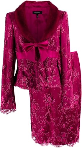 Escada Conjunto de Top y Falda de Encaje de Seda con Piel de Visón segunda mano