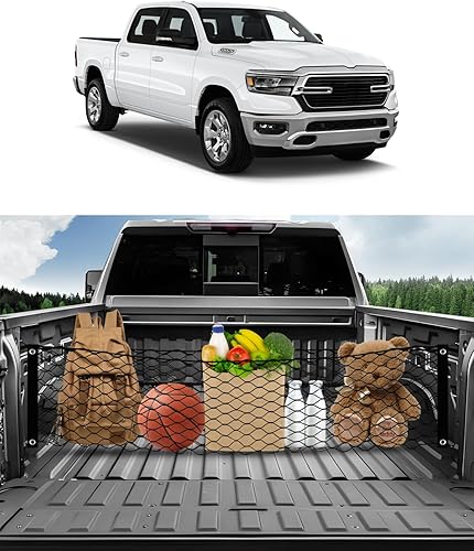 Karltys Red de carga para caja de camión para Dodge Ram 1500 2019-2024, red para caja de camión para Ram 1500, accesorios de camioneta, estilo